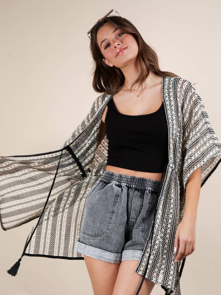 NJ90356X-CARDIGAN Boho a Righe Taglie Forti per la vendita all'ingrosso da parte di VERY J
