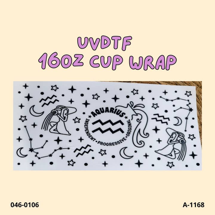 UVDTF cup wrap aquarius zodiac black star sign for 16oz and other Purchase Wholesale local astro turf. Free Returns & Net 60 Terms on Faire trending on Faire.