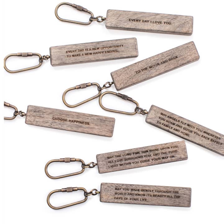 Sugarboo & Co - Wholesale Keychain - Unisex - Wood Quote Keychain - Set of 70