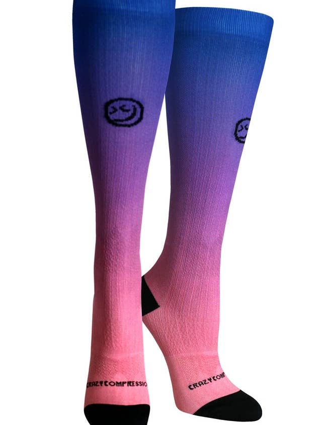 360 Ombré Blue Pink OTC Compression Socks (Standard & Extra Wide) for wholesale by Crazy Compression