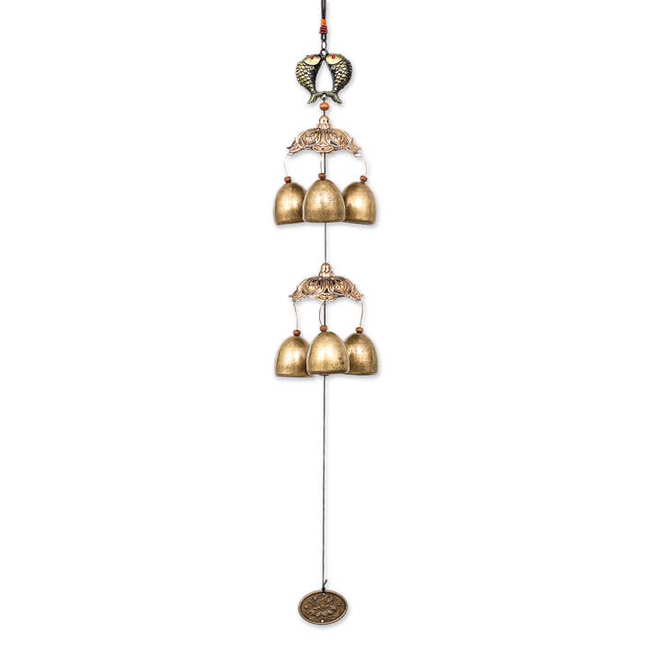 Novica Handmade Rebirth Bells Aluminum And Brass Wind Chime for wholesale by NOVICA