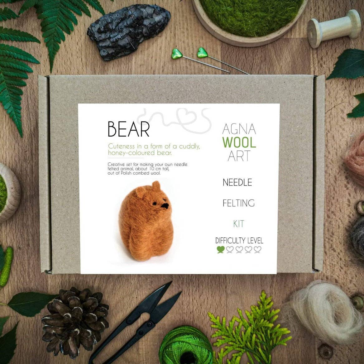 Benzie Design - Wholesale DIY Craft Kit - Bear, Needle Felting Kit1