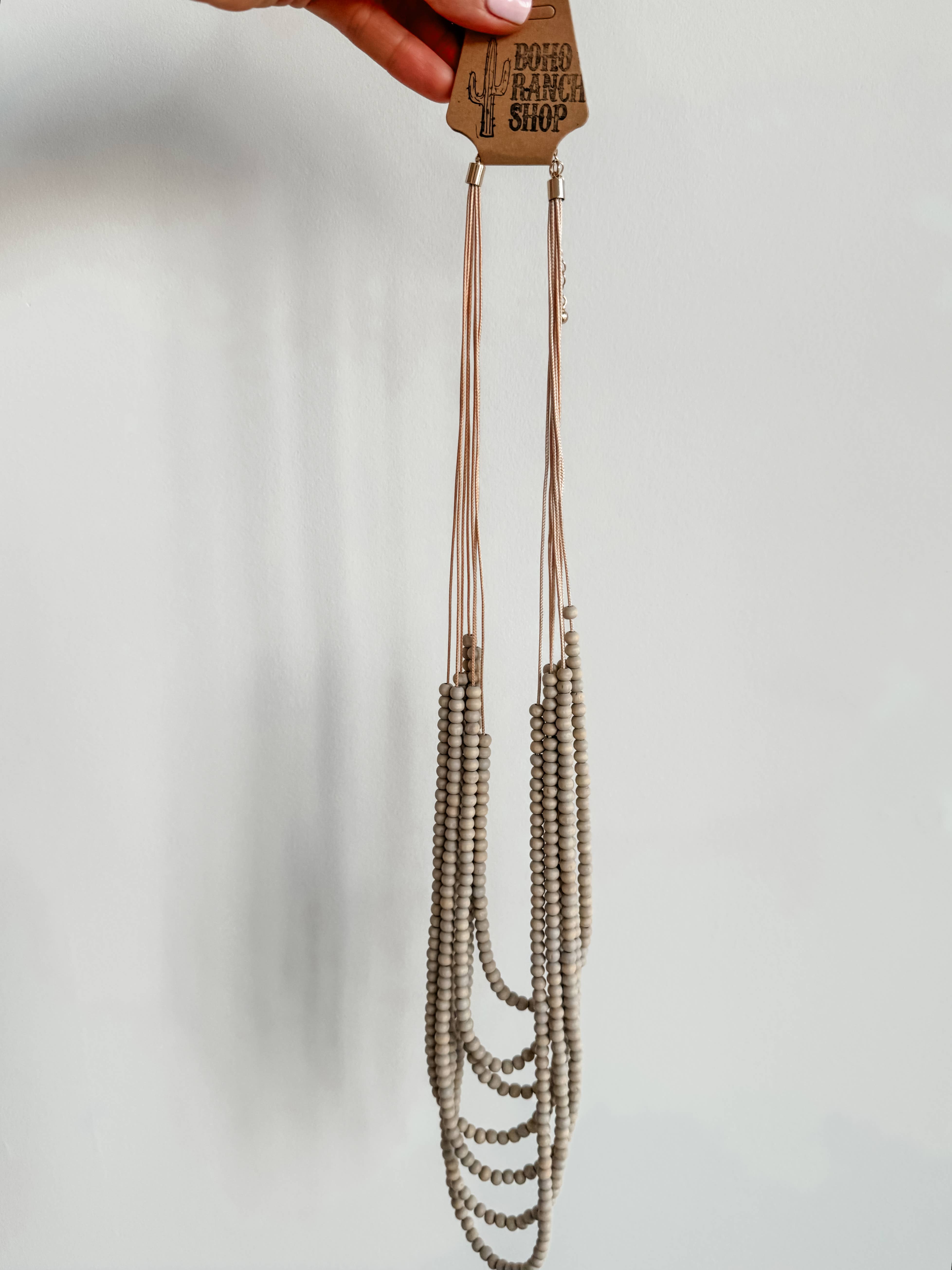 Boho Ranch Shop - Venta al por mayor Collares de cuentas/perlas - Collar bohemio con cuentas de madera de varios hilos9