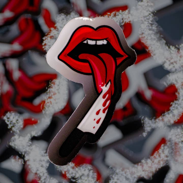 Bloody Lips 2.6" Sticker for wholesale by Smut & Stick