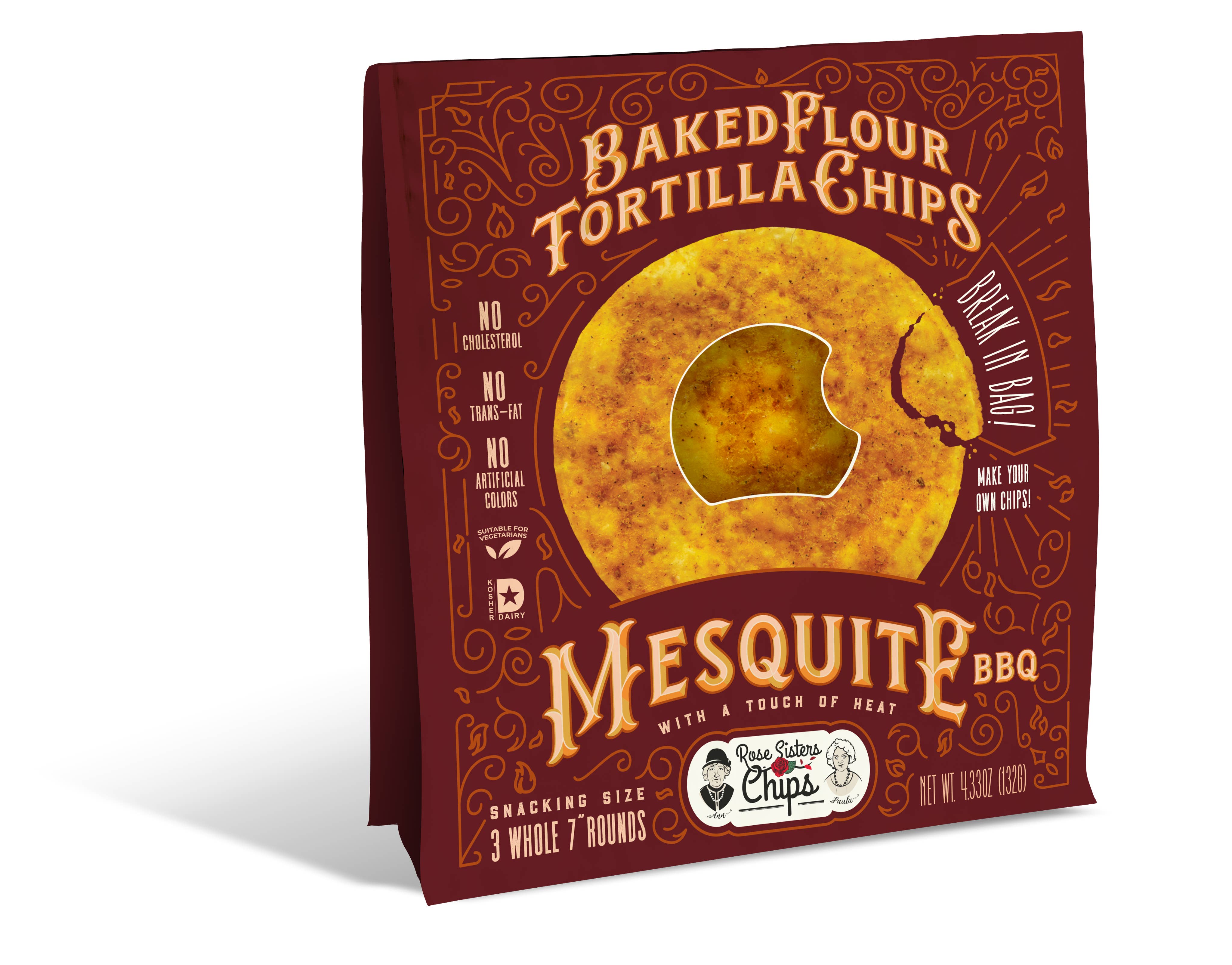 Rose Sisters Chips - Wholesale Crisps - Mesquite BBQ with Heat Baked Flour Tortilla Chips -Snack Sz
