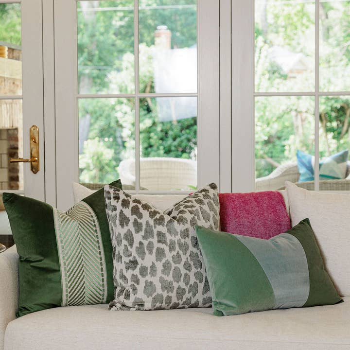 Charlotte Herb Green Chenille Animal Print Throw Pillow for wholesale on Faire