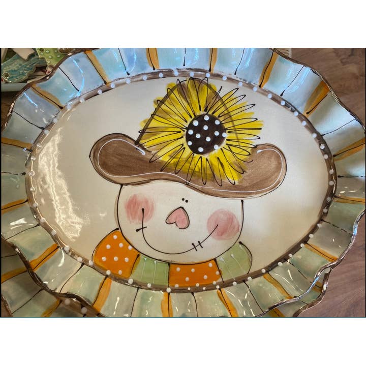 Oval Platter (Fall Scarecrow) for wholesale by Heartfelt Traditions