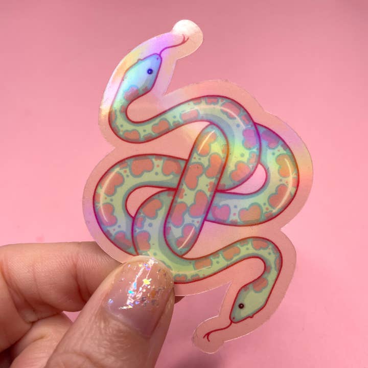 Two Headed Snake Spooky Vinyl Sticker for wholesale by Wendy Stephens Art