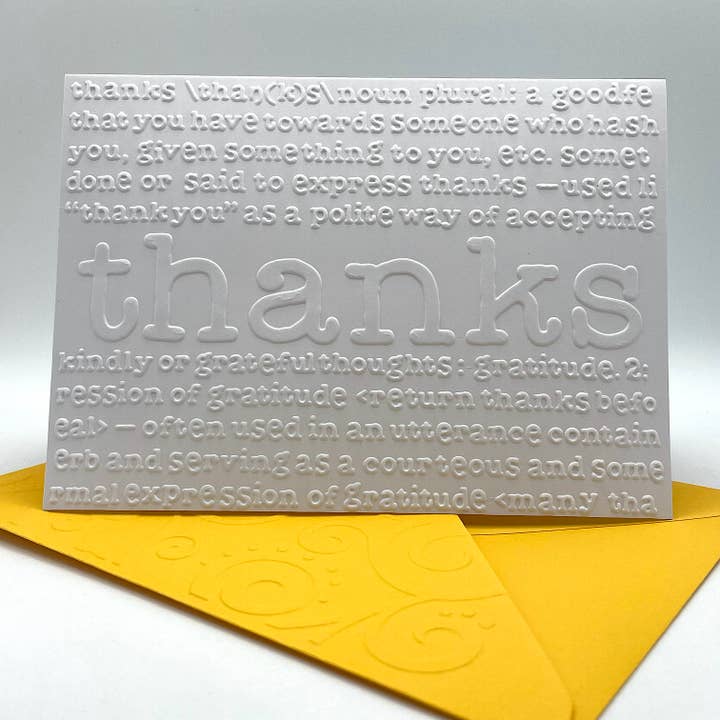 Thank You Definition Embossed Notecards - Pack of 6 for wholesale by Looks Inviting