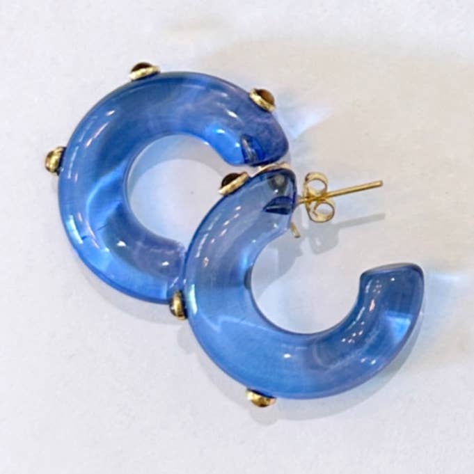 Catherine hoops in cobalt for wholesale by Meg Carter Designs