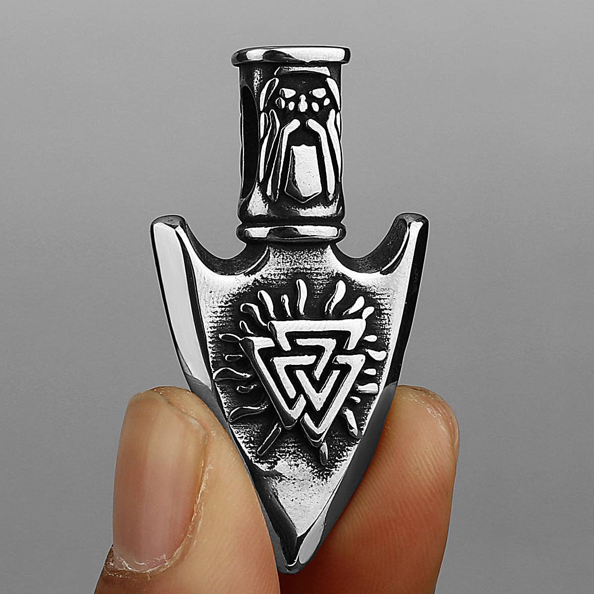 Mio Queena – wholesale Individuell berlock/hänge – Viking Compass Arrow Valknut Charm i rostfritt stål - MJ/MN3