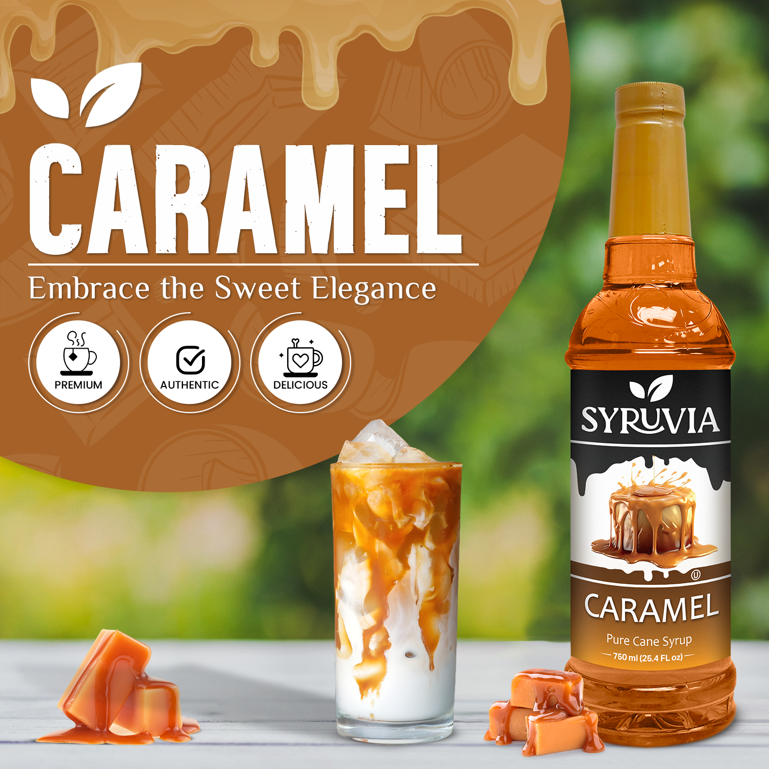 Syruvia - Wholesale Flavored Syrup - Caramel Syrup1