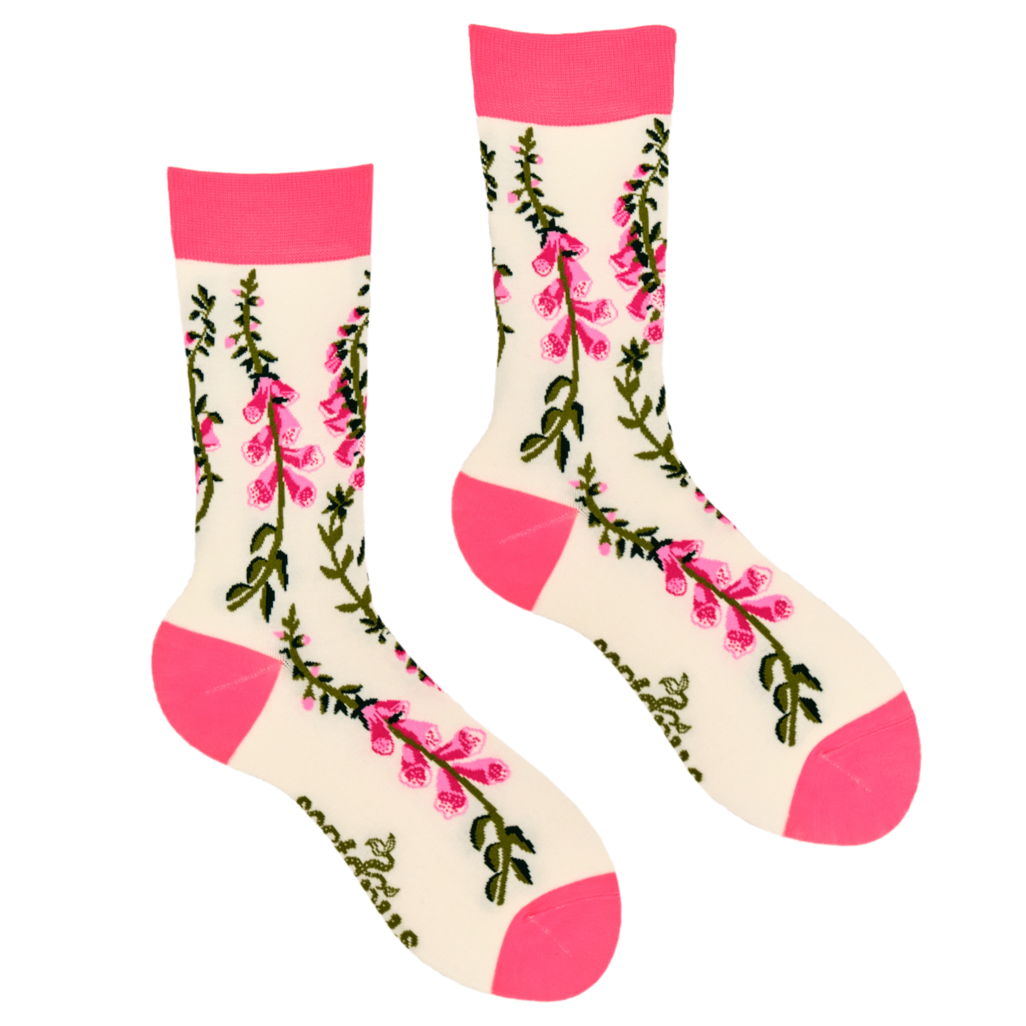 CREAM Fox Gloves Floral Bamboo Socks for wholesale on Faire1