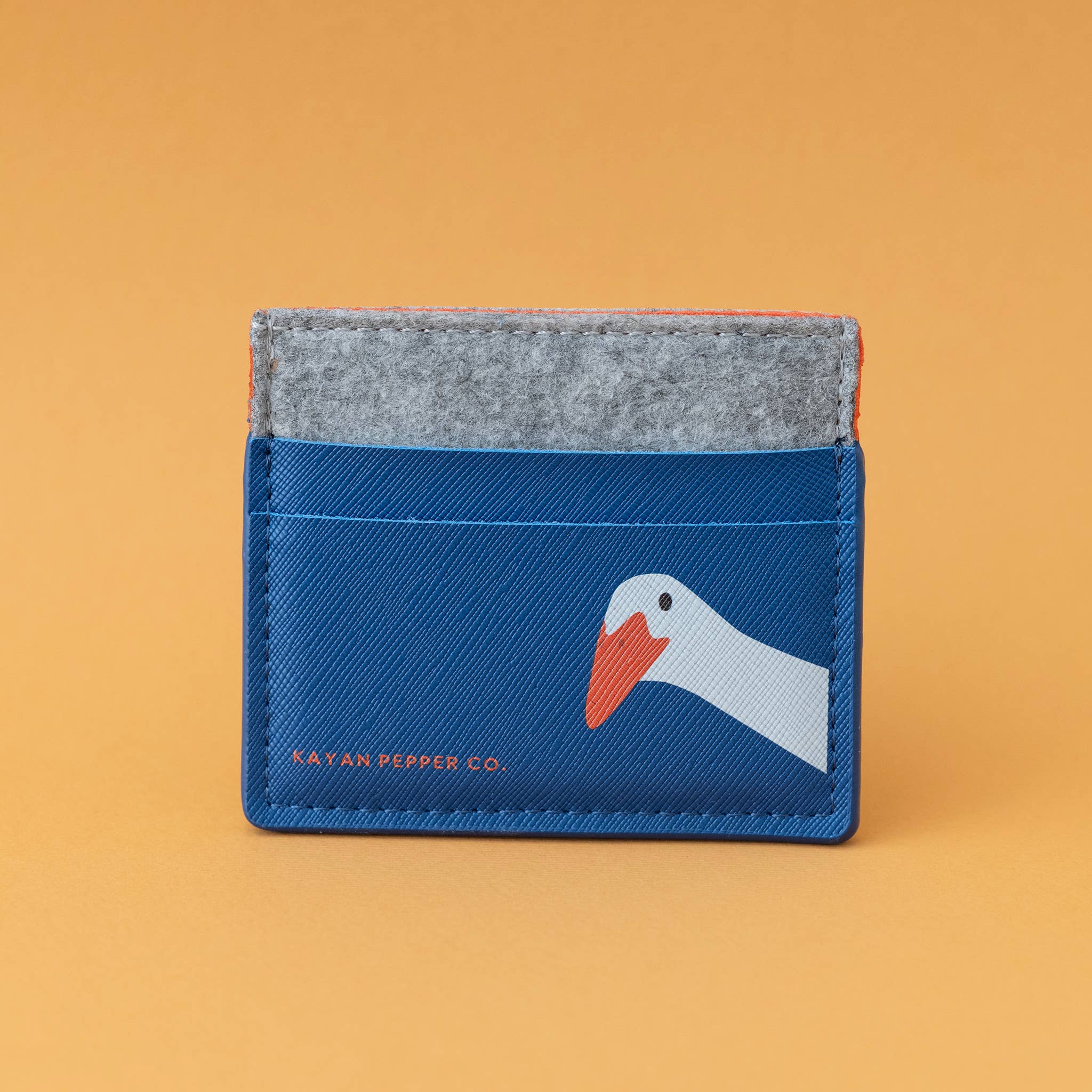 Kayan Pepper Co. - Wholesale Card Holder - Women's - Ornery Goose - Saffiano Leather and Felt Card Holder0