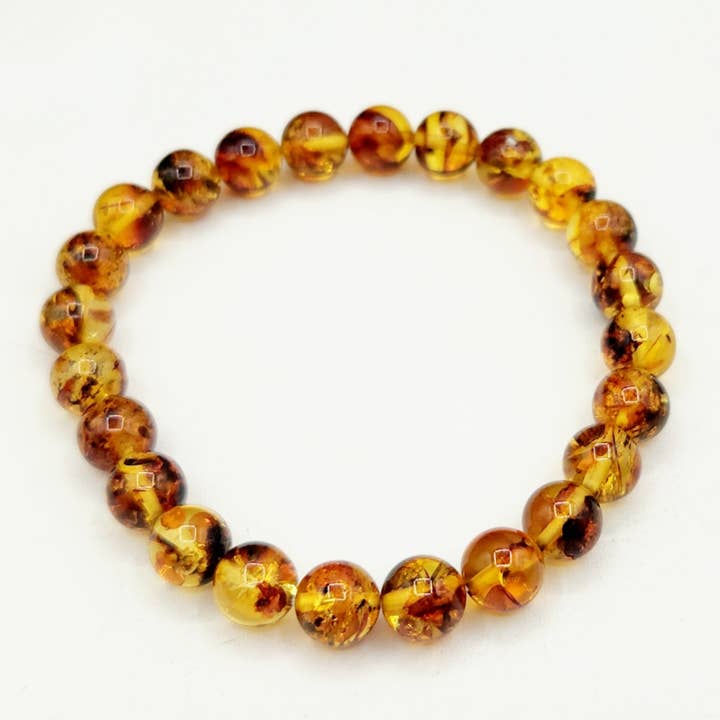 Meraki Gemstones - Wholesale Beaded Bracelet - Amber Stretchable Bracelet 6mm Beads-7.5" Long -100% Natural3