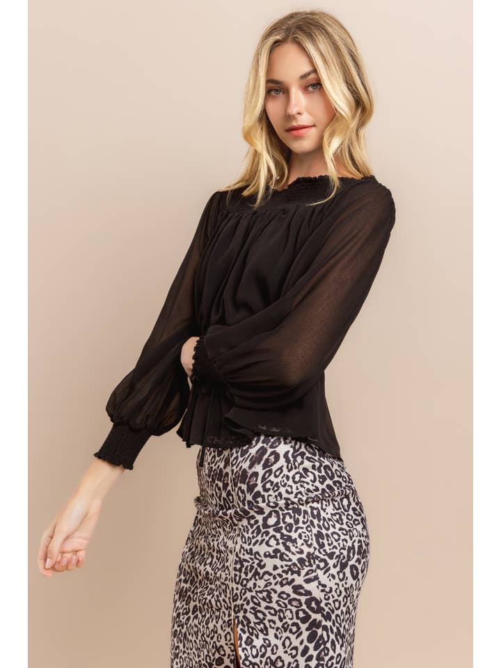 Black Off Shoulder Long Sleeve Top for wholesale on Faire9