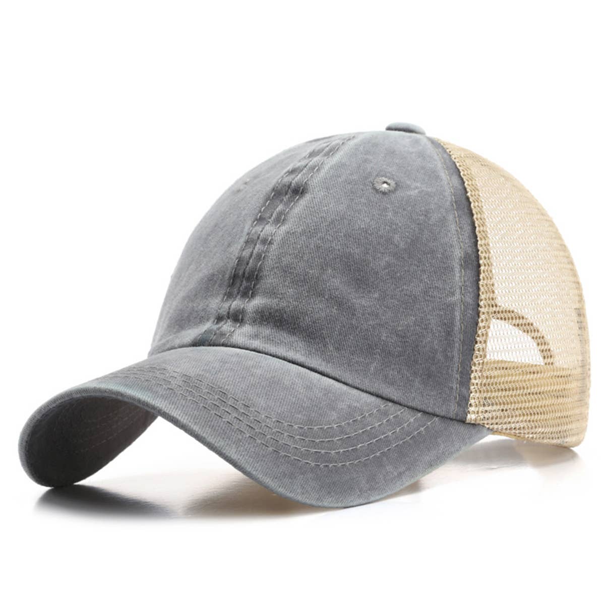 ACCITY - Wholesale Baseball Cap - Women's - Washed Cotton Denim Mesh Cap Breathable Sun Hat_CWAH12813
