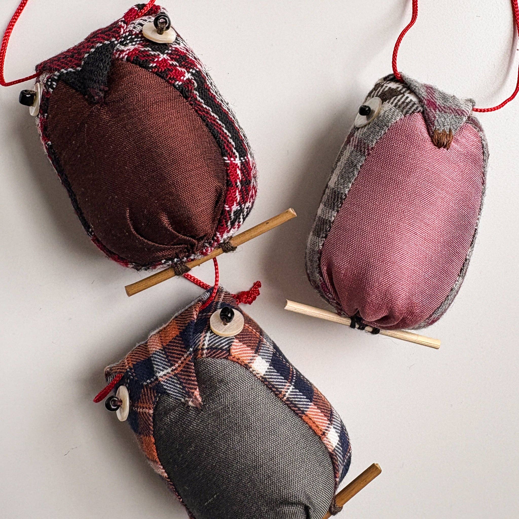 Ten Thousand Villages - Wholesale Ornament - Khon Plaid Owl Ornament2