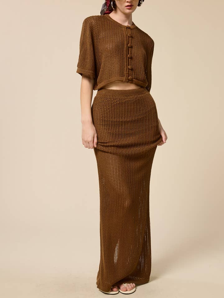 Crochet Knit Two-Piece Set for wholesale by Mimosa