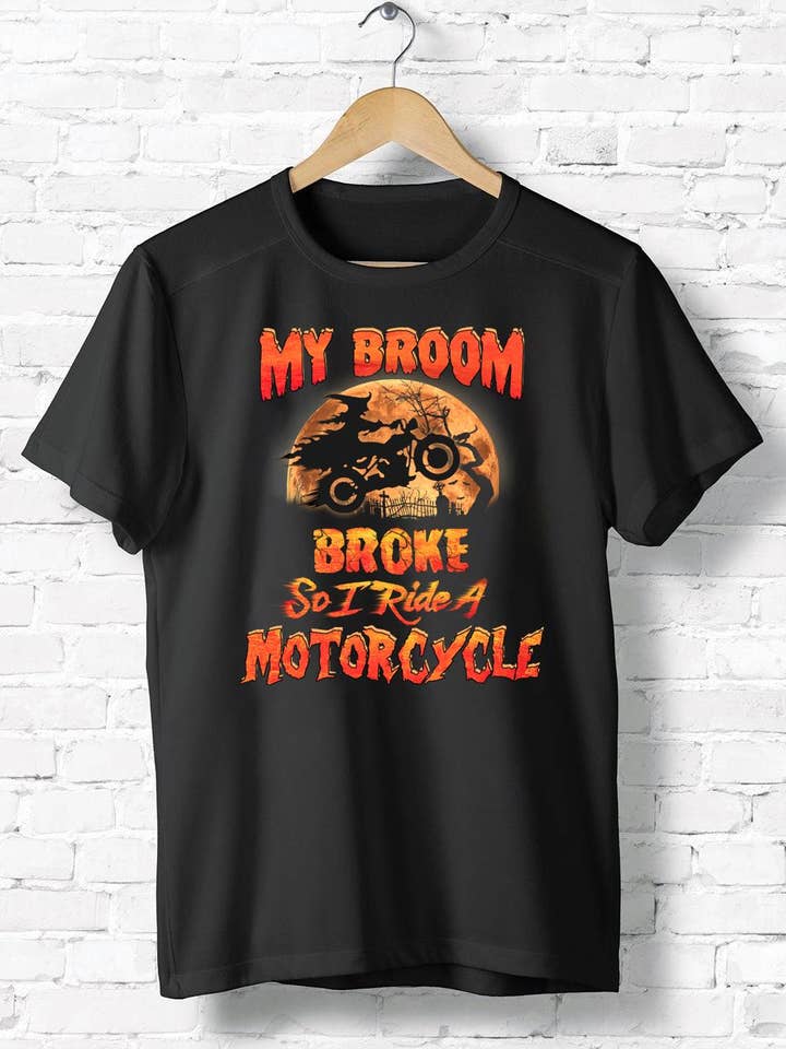 Mon balai s'est cassé alors je conduis une chemise de moto, sorcière d'Halloween pour la vente par iBuyCanvas