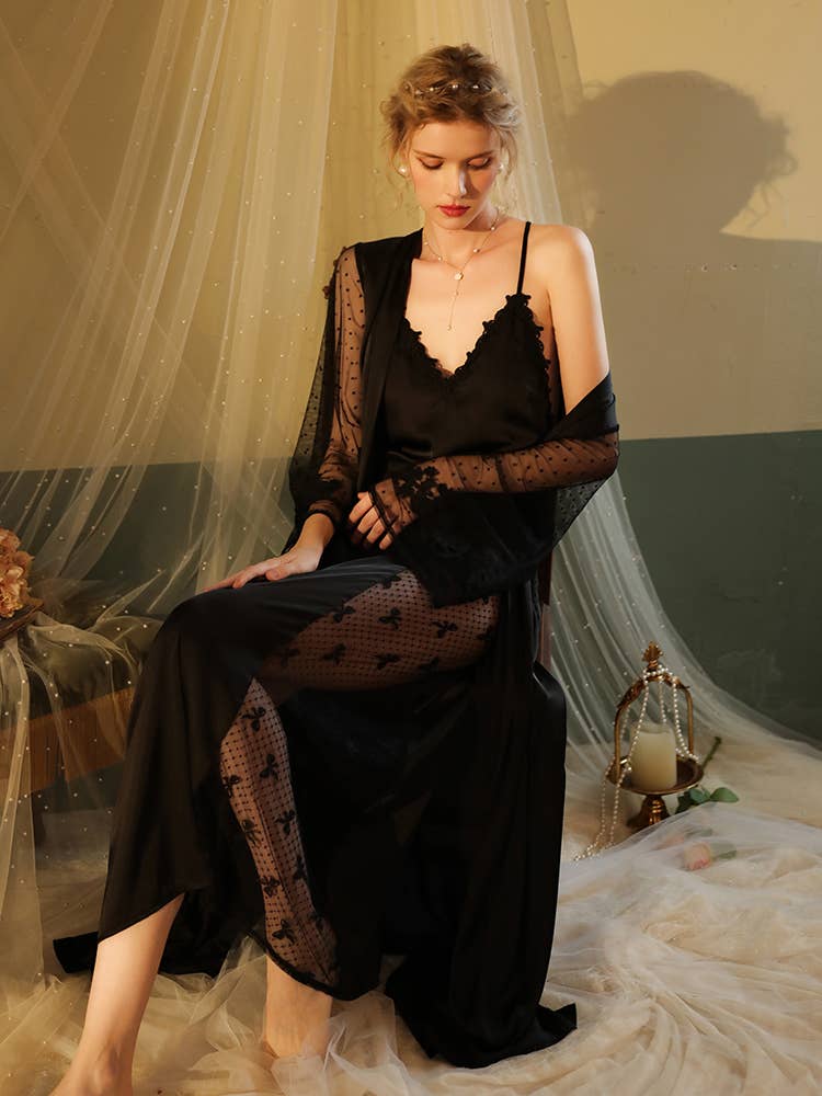 Sweetkama - Wholesale Robe - Women's - Lace Night Gown, Silk Robes,Bridal Party Robes,with babydoll35