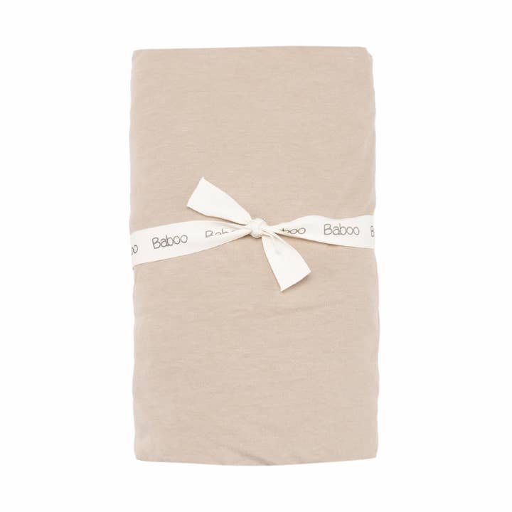 Brown Elastic Organic Cotton Baby Bed Sheet for wholesale by Baboo
