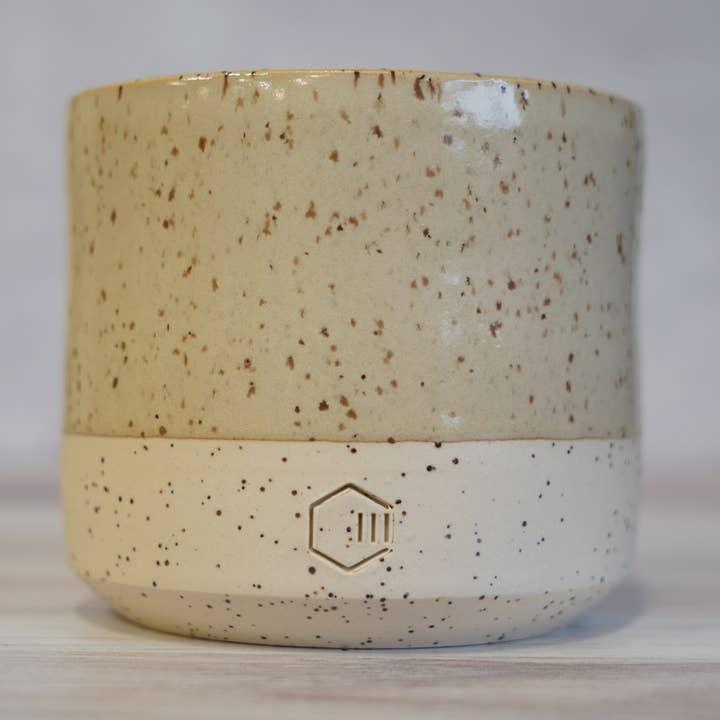 Handmade Ceramic Candle (White Speckled Clay) - White Glaze for wholesale by Carbon Candle