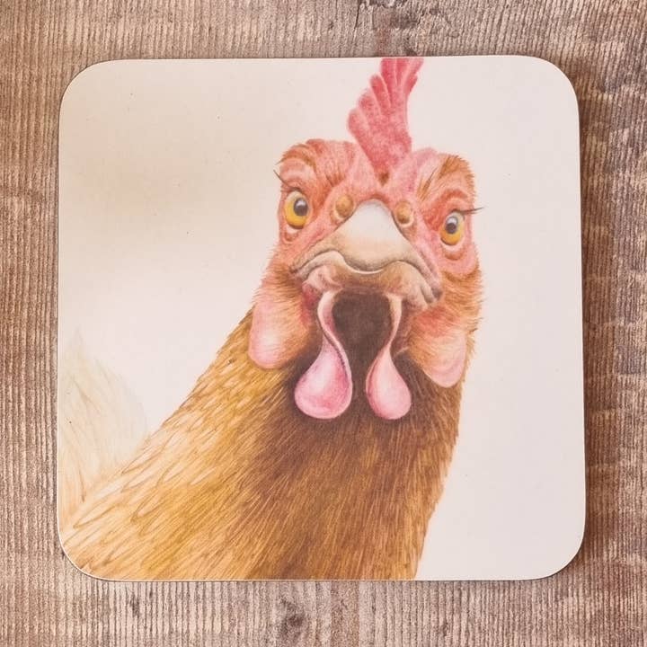 Firkantet melamin coaster 'Vivienne kyllingen' for engroshandel hos Lucy's Farm