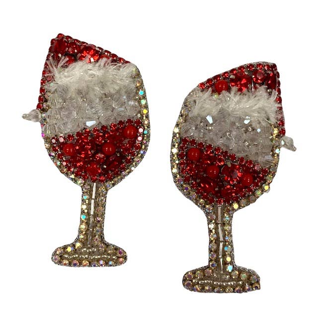Wine + Weihnachtsmütze Ohrringe für den Großhandel von Allie Beads