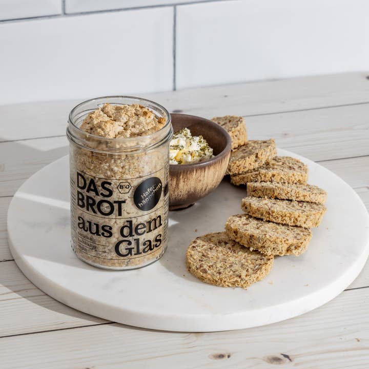 brotstoff – Großhandel Brotbackmischungen – Bio-Brotbackmischung im Glas "Haferhäppchen" 200 g1