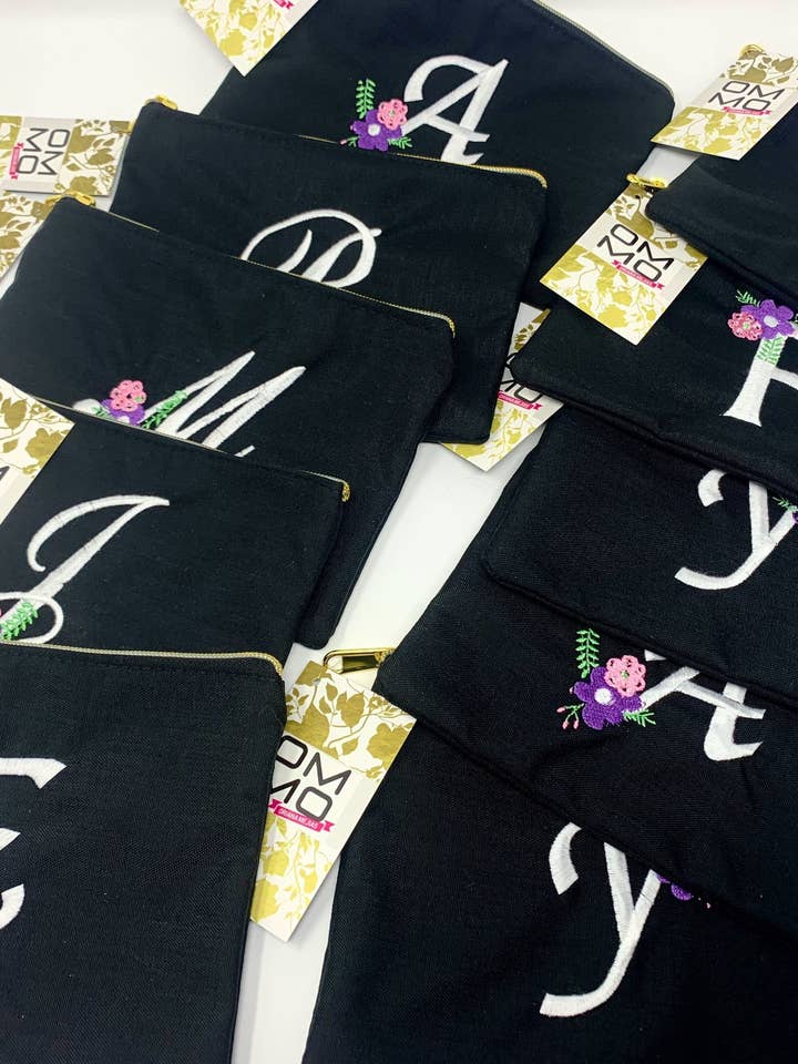 Bolsa personalizada con cierre, regalos de fiesta para niñas, maquillaje con monograma B para venta al por mayor de OMMO Designs