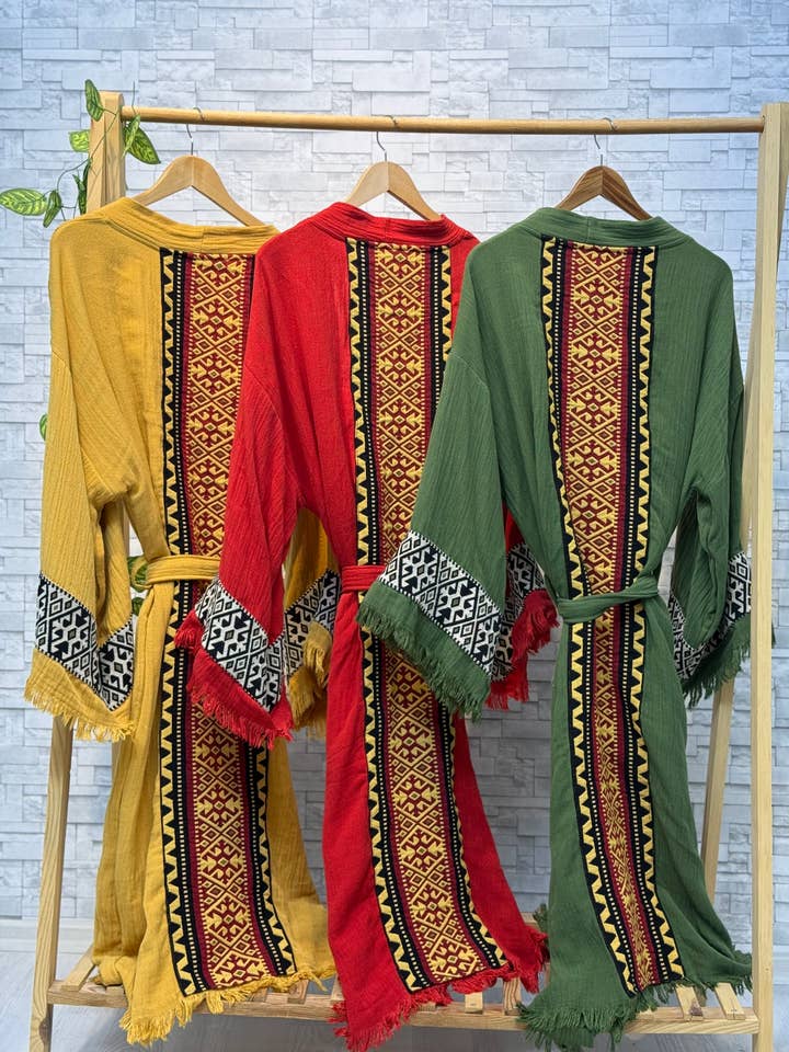 Bohemian Muslin Kimono – Handwoven Cotton Robe for wholesale by ASILEX HOME COLLECTION