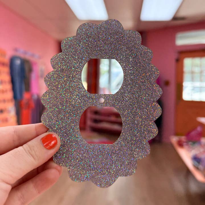 Silver Holographic Shimmer Outlet Covers for wholesale by Sunshine Studio