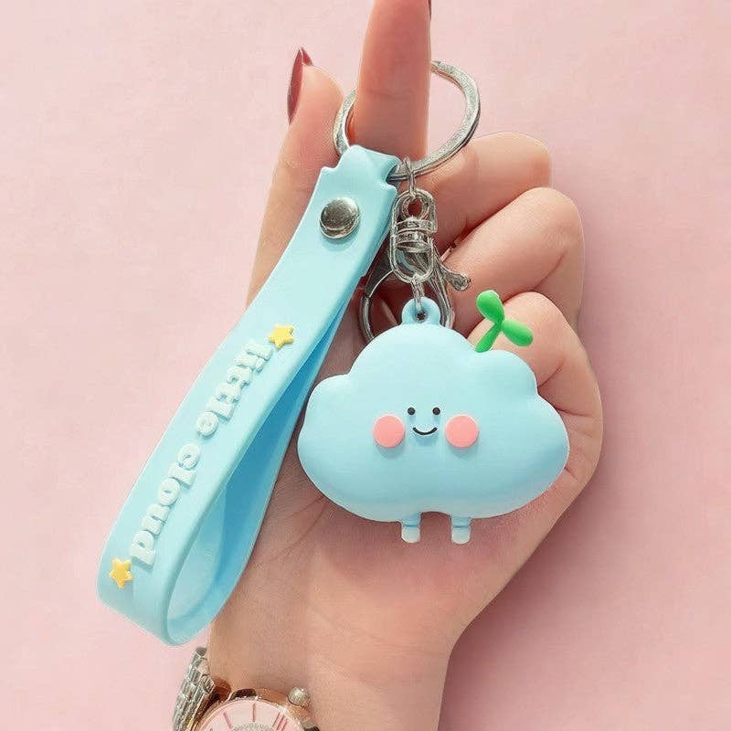 Pink Kawaii Little Cloud Keychain for wholesale on Faire2