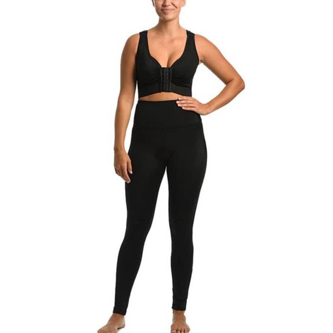 Black InstantFigure Compression Hi-waist leggings-no side seams 1WPL028 for wholesale on Faire