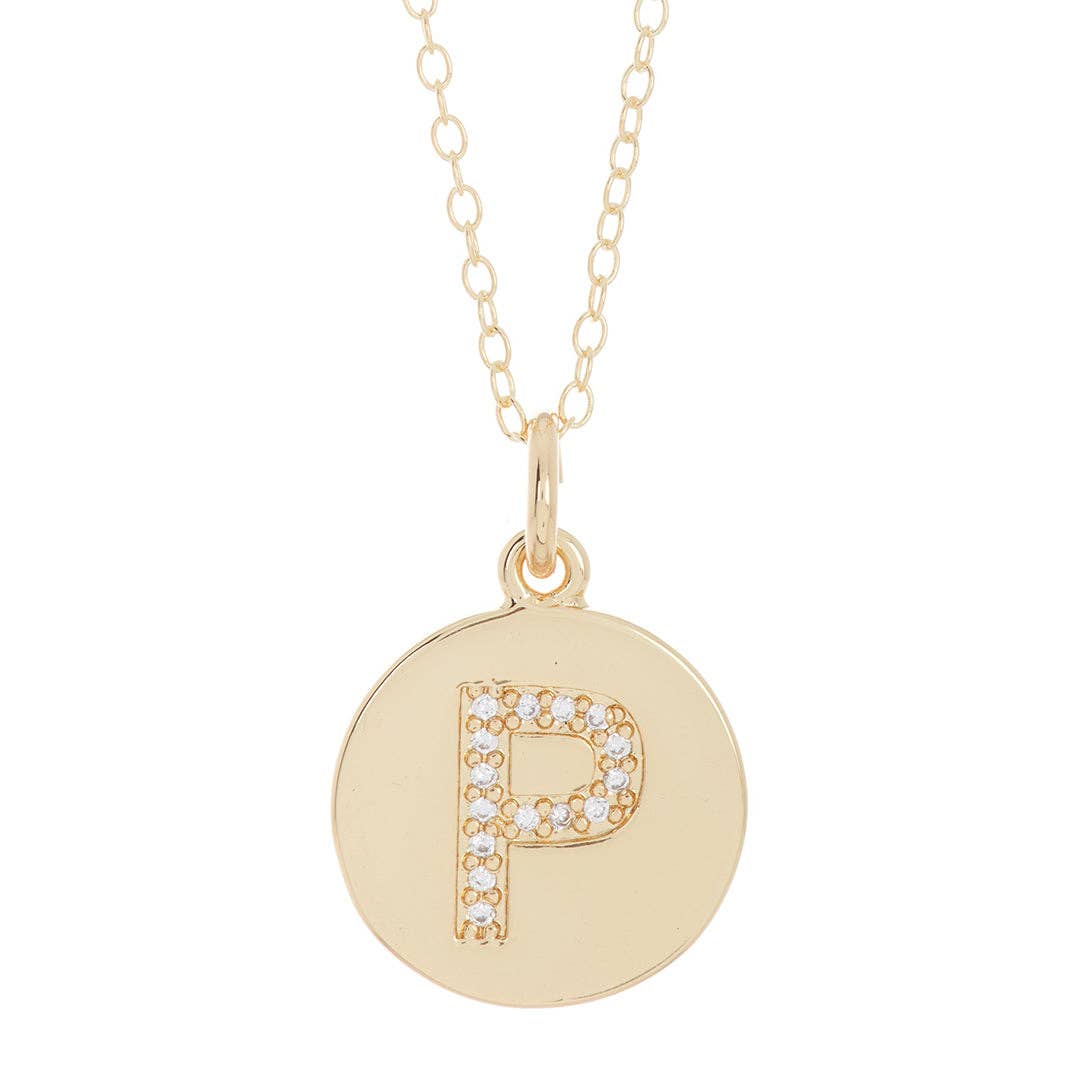 Adornia - Wholesale Halskettinghanger - Initial Pave Disc Ketting zilver goud17