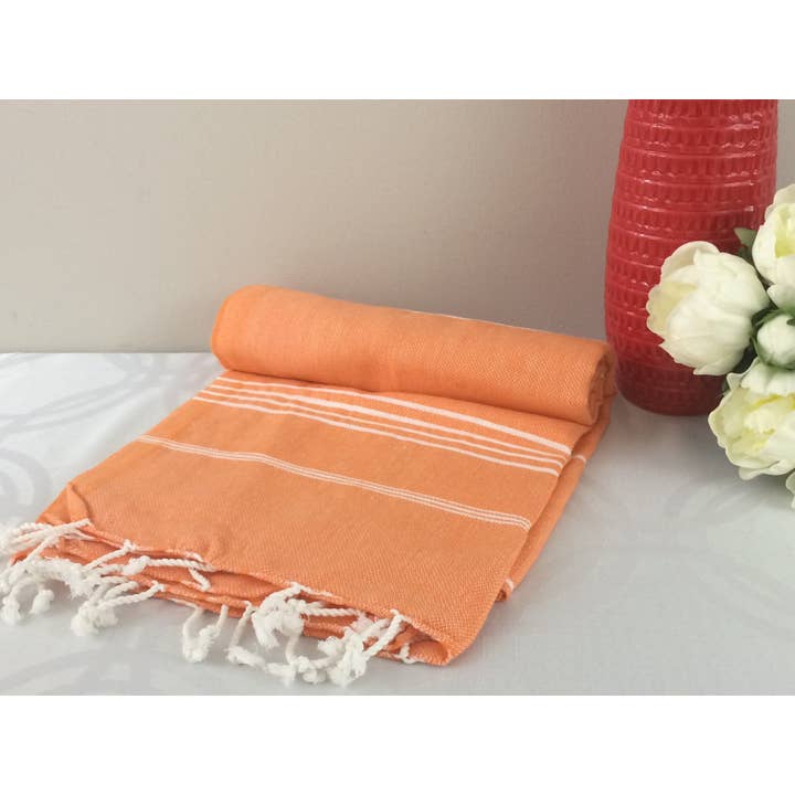 Serviettes peshtemal turques Sultan Style Orange Pestemals pour la vente par FabricDome