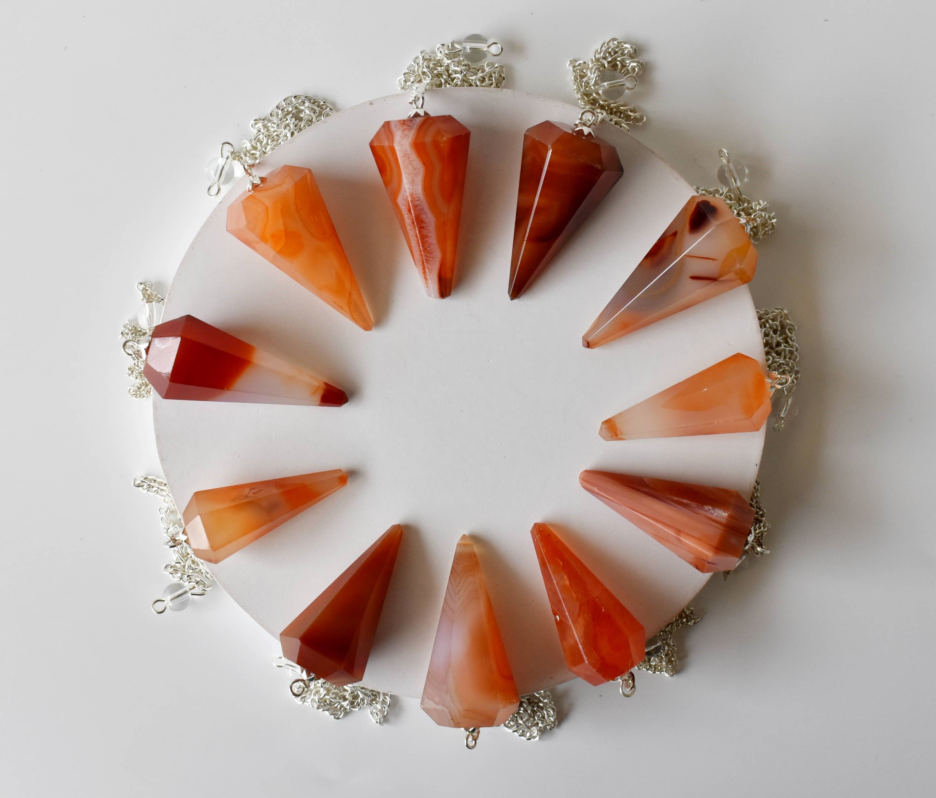 Soothing Crystals - Wholesale Spiritual Stone/Crystal - Dowsing Pendulum | Carnelian | Faceted Crystal Pendulum7