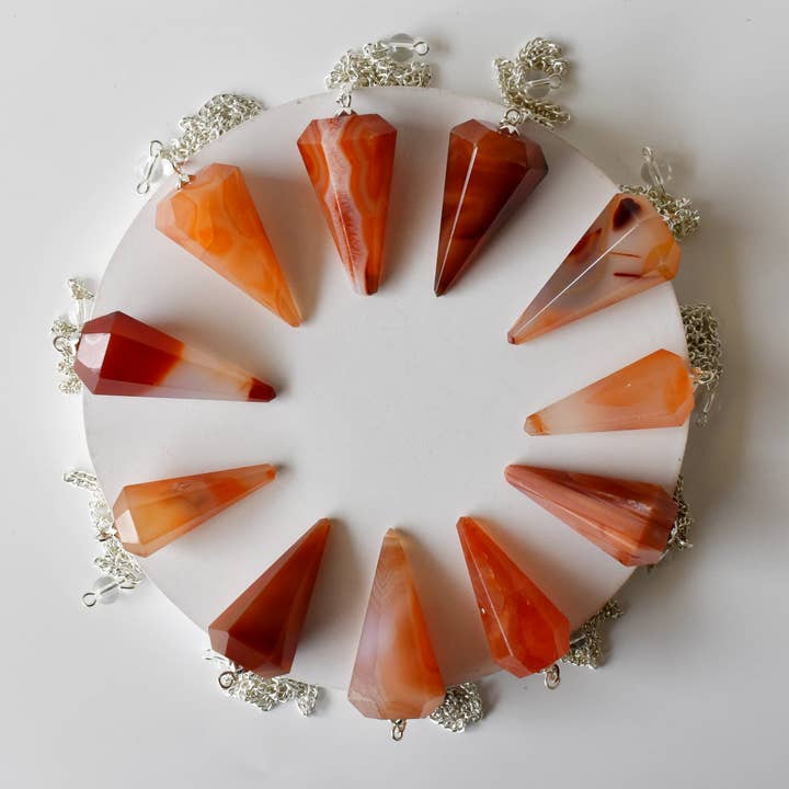 Soothing Crystals - Wholesale Spiritual Stone/Crystal - Dowsing Pendulum | Carnelian | Faceted Crystal Pendulum7
