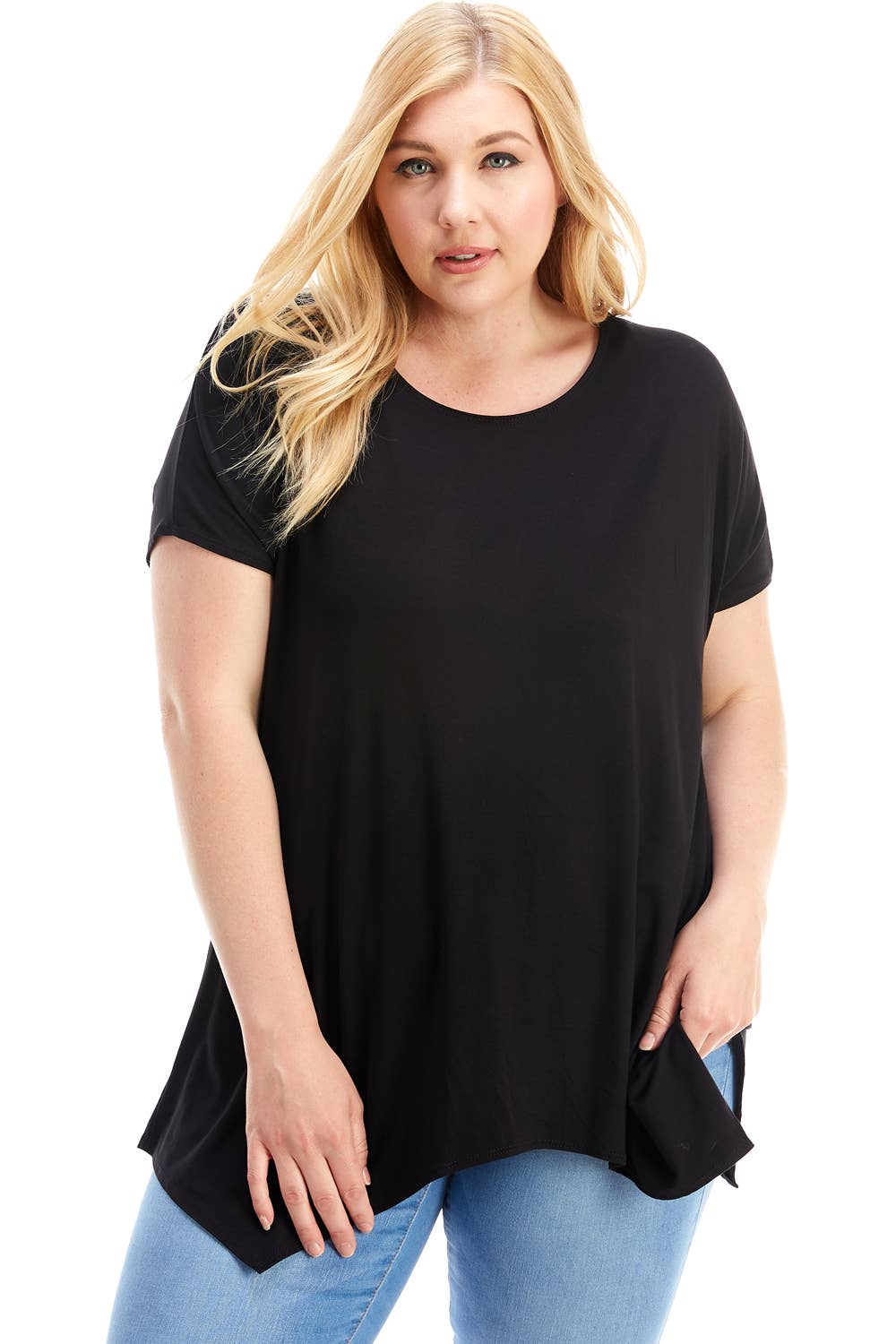 Azules Clothing - Wholesale Tunic - Women's - ATP-2307RSX Plus Size Asymmetric Short Sleeve Tunic29