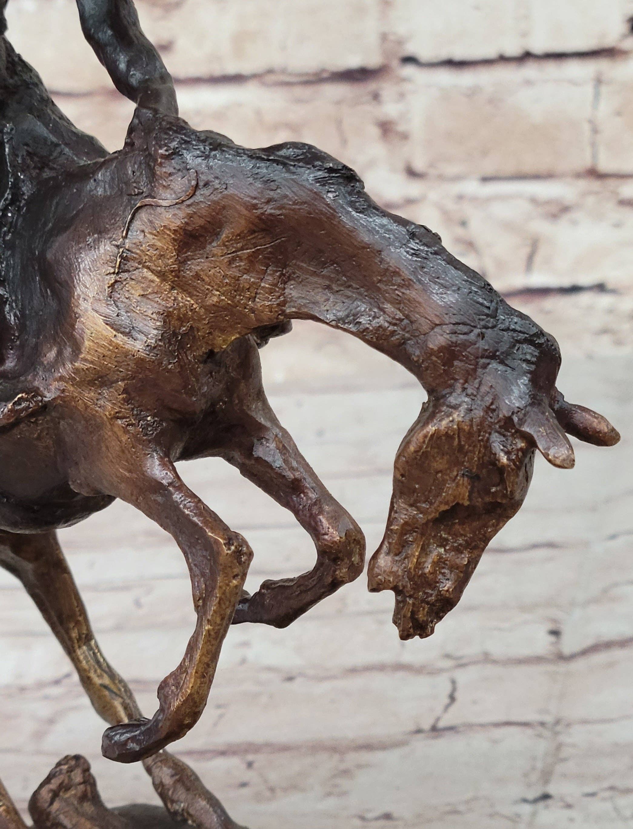 Bronzhaus - Wholesale Sculpture - RATTLESNAKE Frederic Remington Bronze on Marble Desktop Statue Sculpture 9" x 8"7