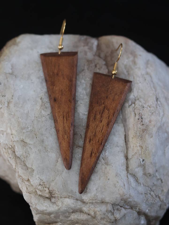 Mahogany Triangle Earrings for wholesale by Cedar and Cypress Designs