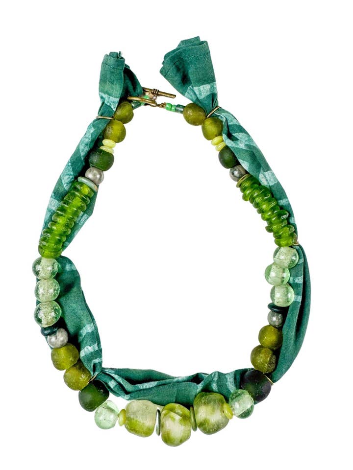 Beaded Bandana Necklace | Moss for wholesale by Twine & Twig