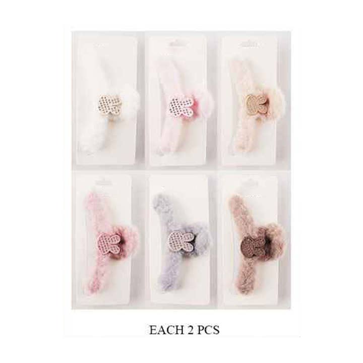 Sensibling Corp. - Wholesale Hair Clip - Women's - 12PCS - Bunny Accent Fuzzy Plush Fur Hair Claw Clips1