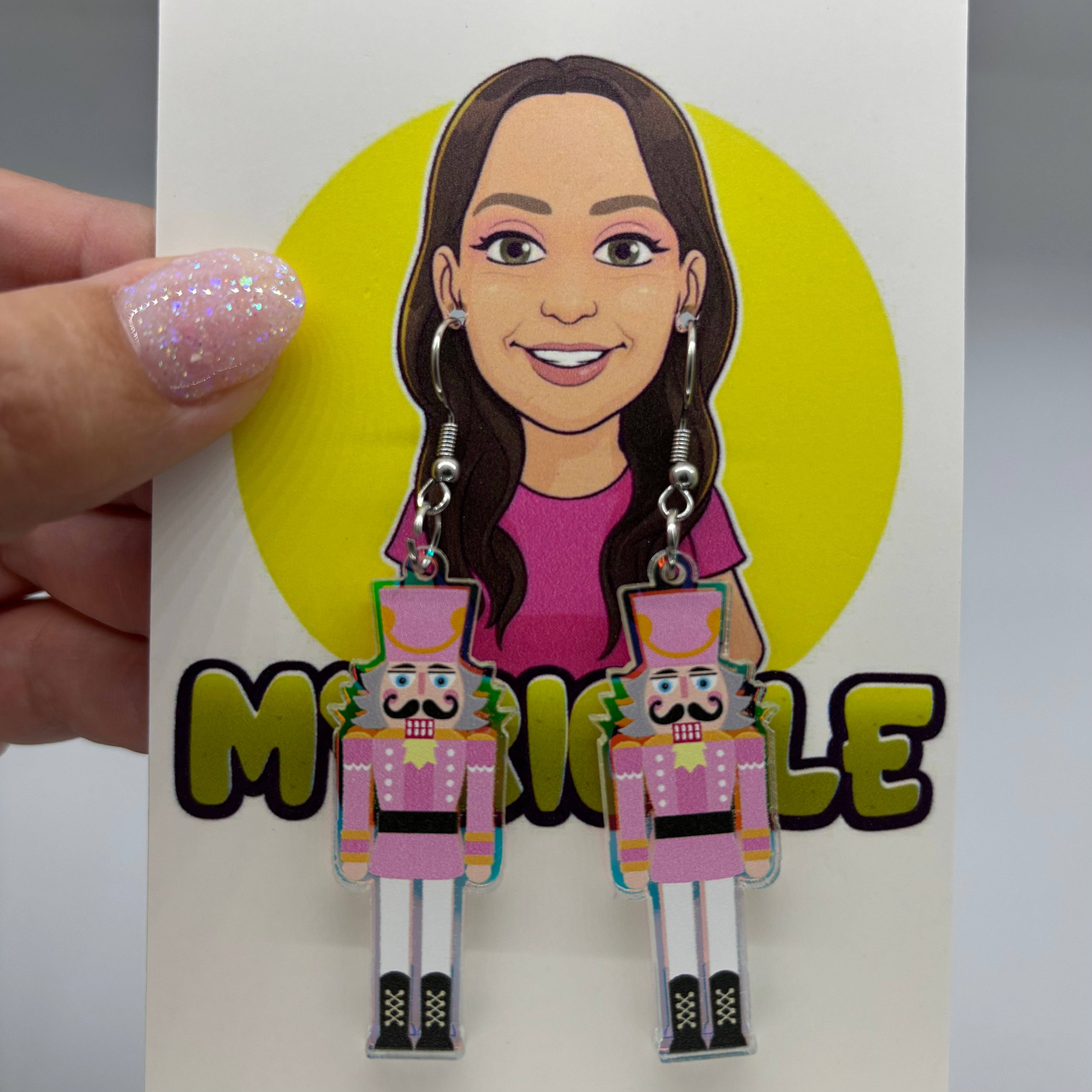 Myrickle – wholesale Hängande örhängen – Nötknäppare i rosa örhängen Julklapp1