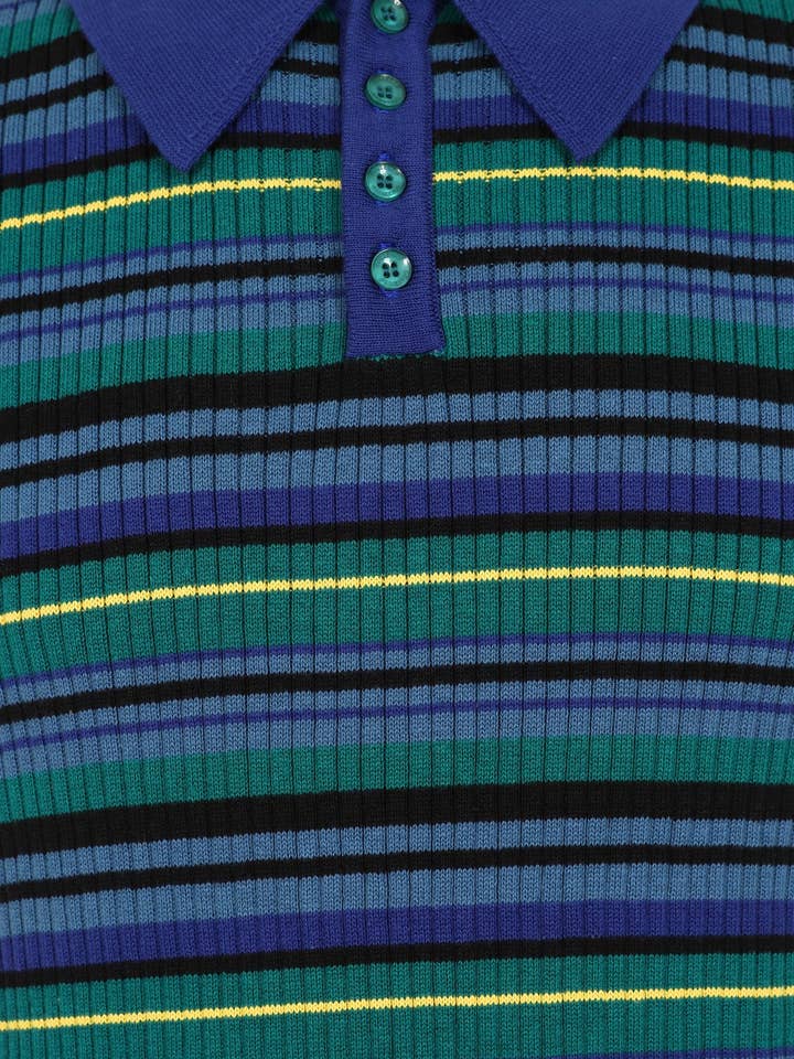 BLUEGREEN Pablo Striped Knitted Polo Blue for wholesale on Faire1