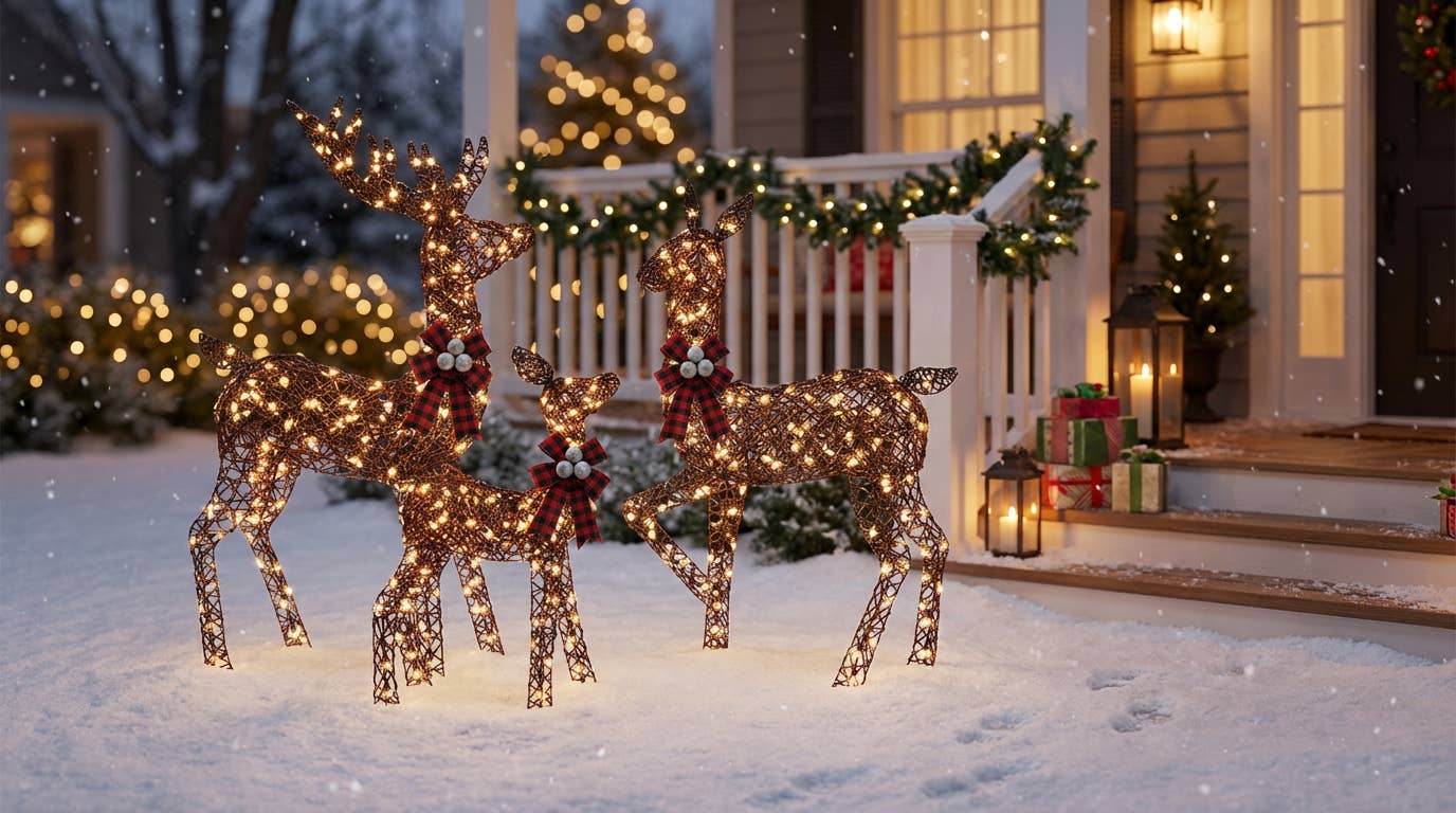Flora Bunda Inc - Wholesale Christmas Decoration - 3-Piece Large Lighted Christmas Deer Family Set2