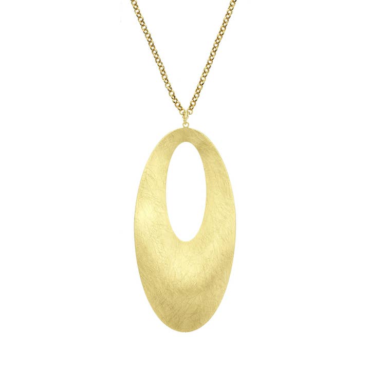 Guld Tone Oval vedhæng halskæde med indre åben Oval for engroshandel hos Luxe on Main LLC