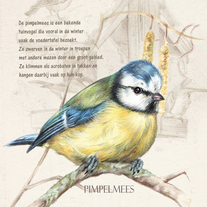 Square card - Pimpelmees for wholesale by Animal Prints