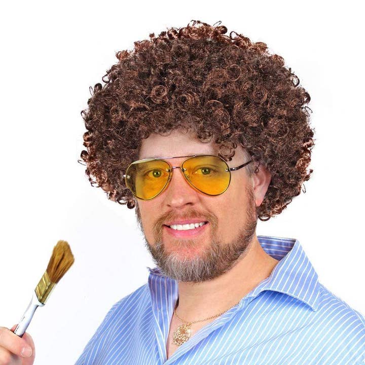 Bob Ross Curly Brown Afro Wig for wholesale by Prime Party
